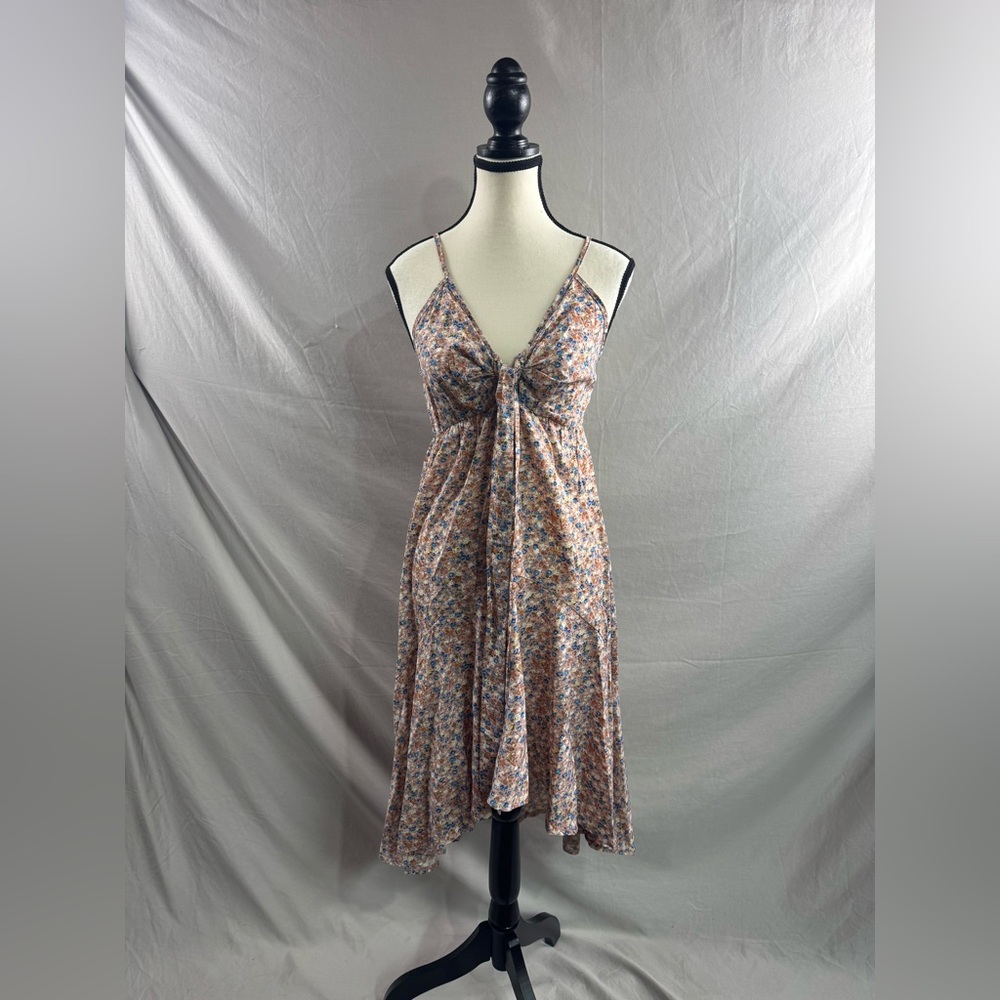 Floral Asymmetrical Hem Spaghetti Strap Midi Dress - Picture 6 of 9